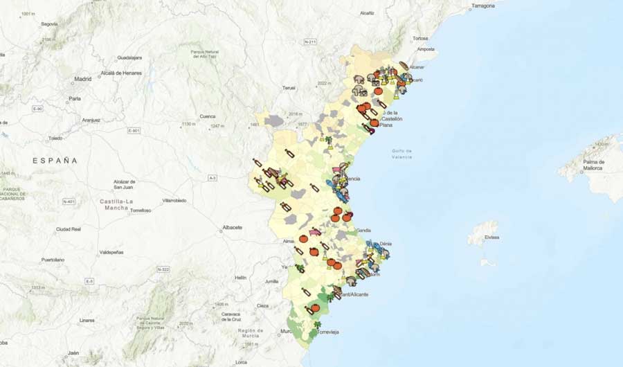 carte gastronomie de la communauté de Valencia