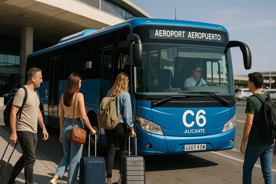 Bus C6 reliant l'aéroport d'Alicante-Elche au centre-ville