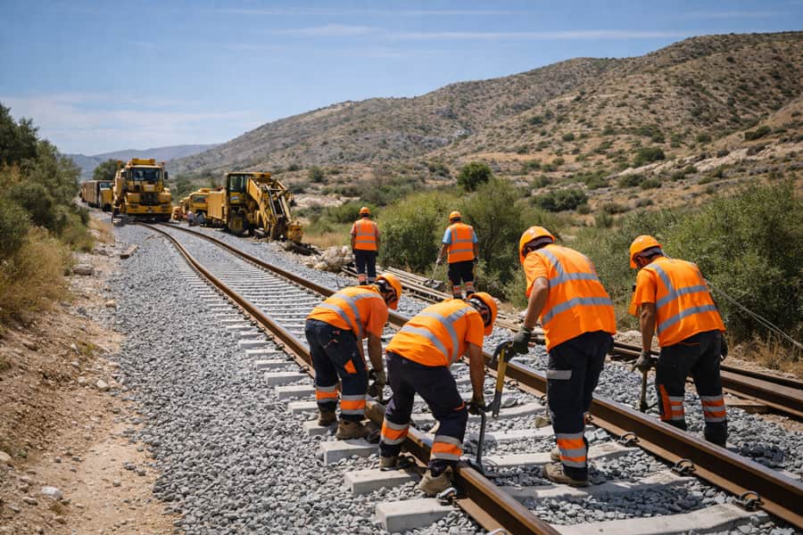 Travaux de modernisation d’une ligne ferroviaire dans la province d’Alicante dans le cadre du Corridor méditerranéen.