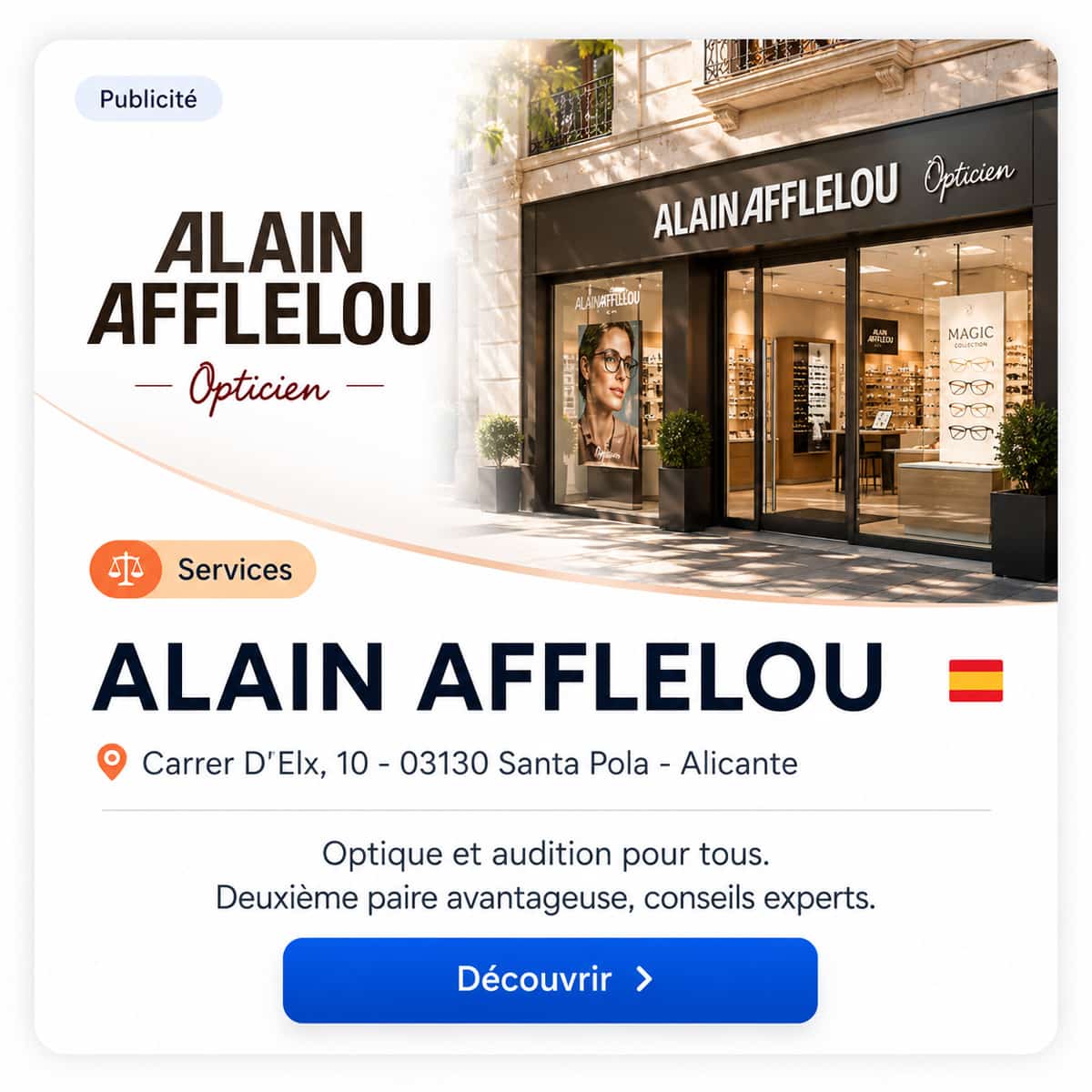 Publicité Alain Afflelou Santa Pola